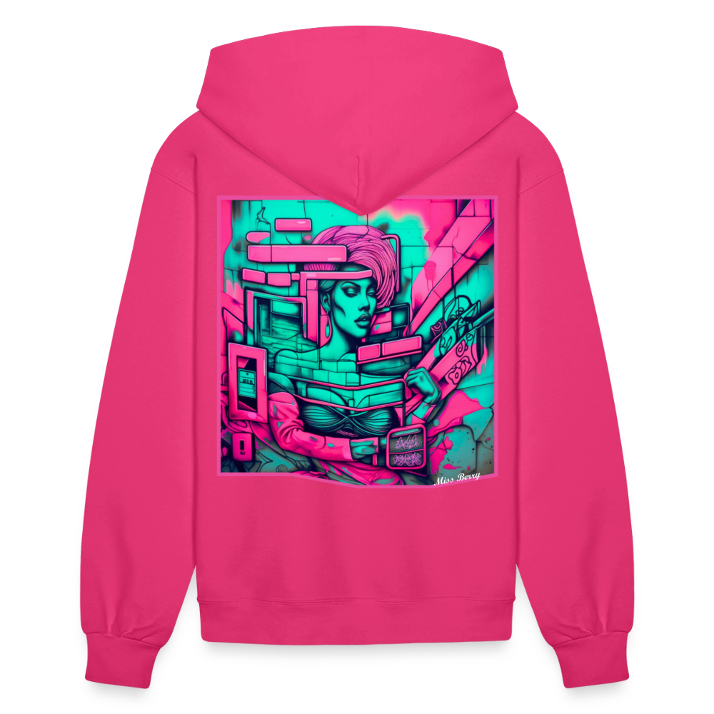 Miss Berry's Street-Style-Pop-Art Fuchsia Hoodie - fuchsia