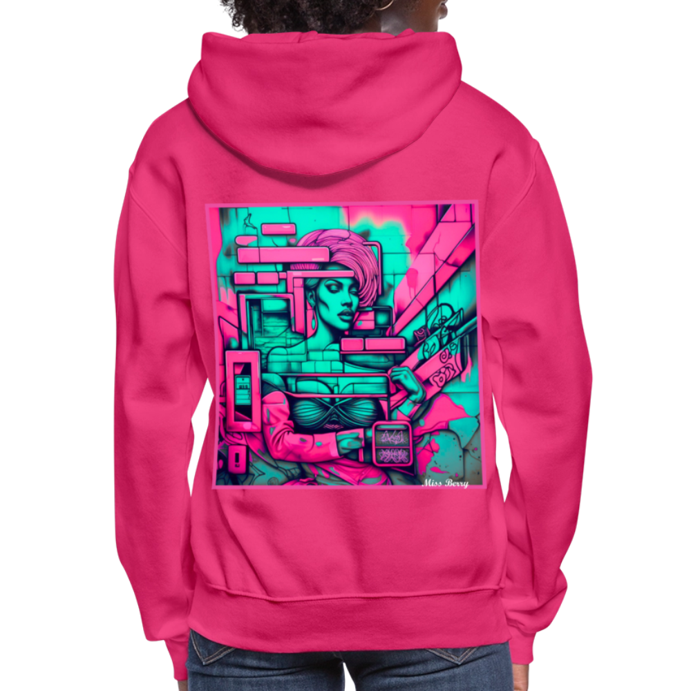 Miss Berry's Street-Style-Pop-Art Fuchsia Hoodie - fuchsia