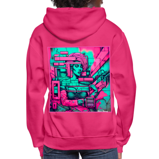 Miss Berry's Street-Style-Pop-Art Fuchsia Hoodie - fuchsia